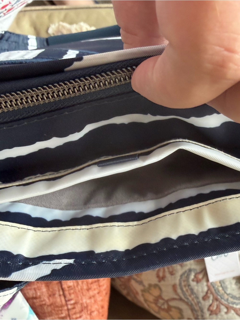 lug Paddle Navy Stripe Quilted Tote Bag - Picture 5 of 7